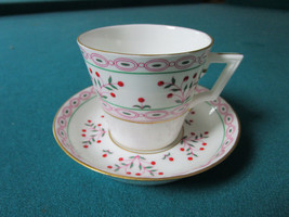 Royal Crown Derby Brittany Pattern Coffe Cup And Saucer, Pink Dots - $89.35