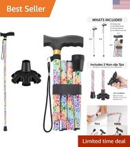 Stylish 5-Level Height Adjustable Folding Walking Cane with T-Handle - $36.56