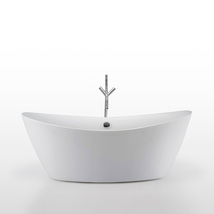 71&quot; Freestanding white bathtub contemporary soaking tub Beverly with faucet - $1,859.00