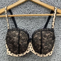 B Temptd Push Up Bra Tan Black Lace Polka Dot Padded Underwire Be Tempted 32DDD - $13.52