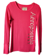 Aeropostale Womens Juniors Shirt Size Med Bright Pink  Waffle Knit  Long... - $16.27 CAD