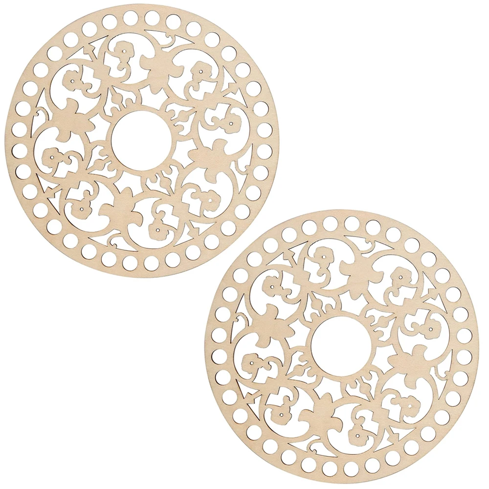 2Pcs DIY Natural Wooden Basket Bottoms Hollow Crochet Wood Base for -No30 - $8.08