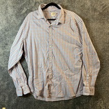 Faherty Button Up Shirt Mens XXL Blue Pink Plaid Outdoors Nylon Blend Hi... - $14.43