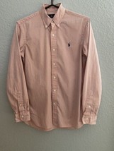 Ralph Lauren Shirt Mens 14.5 Orange Stripe Oxford Cotton Button Down Lig... - $22.65