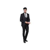 Men 3pc European Vested Suit WESSI by J.VALINTIN Extra Slim Fit JV9 Black corded image 9