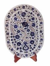 Indian White Makrana Serving Tray Lapis Lazuli Marquetry Inlay Floral Ar... - £995.20 GBP