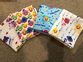 Lot of 4 Baby Shark 100% Cotton Fabric FQ 18&quot; x 22&quot; Bundle NEW Quilt Mask - £18.64 GBP