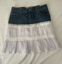 Anchor Blue Jean Skirt with Lace Size 7 - e308 - $204.37 MXN