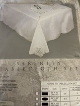 SERENITY Tablecloth Set. Battenburg Lace Tablecloth &amp; 10 Napkins 68x102 NEW - £31.13 GBP