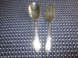 Vintage ROGERS Mfg. Co. SILVERPLATE Meat Fork &amp; Berry Serving Spoon Set - £10.31 GBP