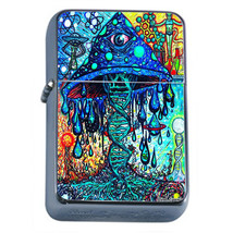 Trippy Mushroom Life Em1 Flip Top Oil Lighter Wind Resistant With Case - £11.95 GBP