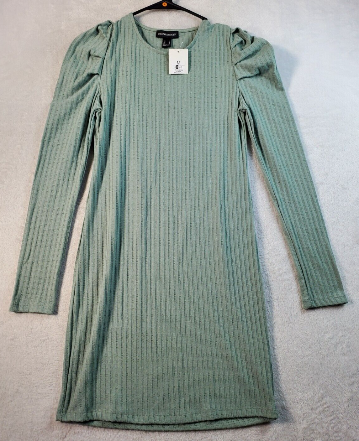 Streetwear Society T Shirt Dress Womens Size Medium Green Long Sleeve Ro... - $10.76