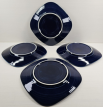 4 Homer Laughlin Fiesta Cobalt Blue Square Dinner Plates Set HLC Fiestaware Lot - £117.57 GBP