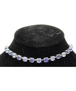 Vtg Art Deco &quot;Sapphire&quot; Blue &amp; White Crystal or Rhinestone Choker Necklace - $742.38 MXN