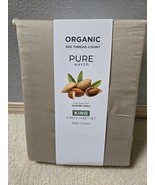 New Pure Earth Organic Cotton 300 TC King 6-piece Sheet Set Beige 4 Pillow Cases - $69.99
