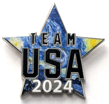 Team USA 2024 Star Pin Van Gogh Style Background Sports Support Patrioti... - $12.99