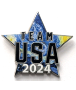 Team USA 2024 Star Pin Van Gogh Style Background Sports Support Patrioti... - $17.68 CAD