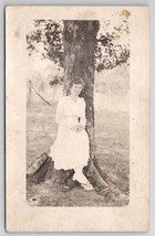 RPPC Pretty Edwardian Woman in White at Tree Myra Cole Postcard D27 - $8.95