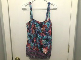 Swimsuits For All Tankini Swim Top Women&#39;s SZ 10 Floral Built In Bra Cups - £11.64 GBP