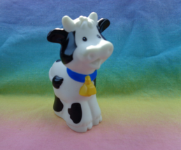 Vintage 2007 Mattel Little People Fisher Price Black White Spotted Cow Figure - $2.37