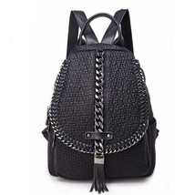 New Chain Bag Women Leather Backpack School Bags For Ladies Travel BackpaLarge C - £82.25 GBP