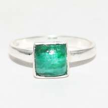 Gorgeous Natural Indian Emerald Gemstone Ring, Birthstone Ring, 925 Sterling Sil - £22.55 GBP