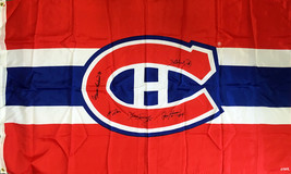 Signed Flag Lafleur, Richard, Beliveau, Cournoyer, H Richard - MTL Canadiens - £403.67 GBP