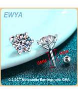 0.5-2ct Moissanite Screw Stud Earrings D Color 925 Sterling Silver 6 Pro... - £10.32 GBP+
