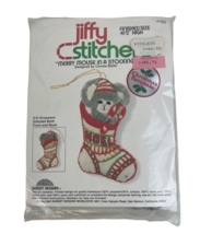 Jiffy Stitchery Merry Mouse In A Stocking Designed by Connie Vlyler 1978... - $7.70