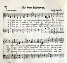 1894 Sheet Music My One Endeavor Christian Victorian Gospel Hymns 7.75 X 5&quot; - $13.99