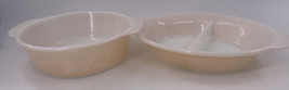 Vintage 2 Anchor Hocking Fire King Peach Luster Round Casserole and Divi... - £21.36 GBP