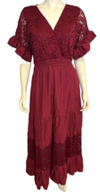 Simplee Women&#39;s Lace Maxi Dress Burgundy Size M NWT - £18.72 GBP