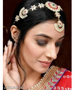 Kundan Sheesh Shish Phool Matha Patti Mang Tikka Dulhan Rajasthani Jewel... - $31.14