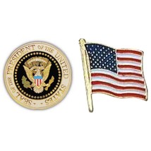 USA Presidential Seal Pin 1&quot; &amp; USA Flag Lapel Pin 7/8&quot; x 3/4&quot; - £8.70 GBP