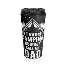 Personalized Stainless Steel Travel Mug with Custom Camping Dad Tent Graphic - £28.99 GBP