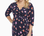 Maternity Oh Baby by Motherhood Faux-Wrap Dress 2X Navy Blue Purple Pink... - $32.40