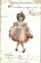Swedish Girl In Pink Dress Congratulations Card Vintage Postcard - £7.69 GBP