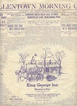 King George Inn &amp; Hessian&#39;s Pub Menu Village of Olde Dorneyville Pennsyl... - $27.72