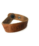 Brown Faux Leather Tooled Bracelet Snap Closure - £9.10 GBP