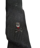 Vintage 1970s Striped Harp Trumpets Black grey clip on Tie necktie - $184.28 MXN