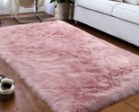 (Pink, 3 X 5 Feet) Softlife Fluffy Faux Fur Sheepskin Rugs Luxurious Woo... - £35.30 GBP