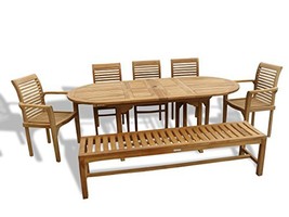 Windsor&#39;s Grade A Teak 82&quot;x39&quot; Oval Dining Ext Table w Stacking Chairs &amp;... - $4,850.00