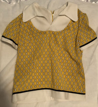 Vintage Yellow And White Women’s Zip Up Top Large Sh2 - £7.95 GBP