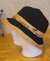 Panama Jack Hat Women&#39;s Bucket Boho Sun Brown &amp; Beige With Gems 8 x 8½. - $33.35