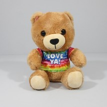 Hallmark Love Ya Bear 8 inch Plush Stuffed Teddy Bear Tie Die Rainbow Valentine - £17.24 GBP