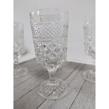 Set 4 Wexford Anchor Hocking Glass Water Goblets 6 5/8&quot; Diamond Cut Stemmed - $19.97