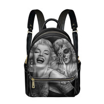 Marilyn Monroe Tattoo PU Leather Leisure Backpack College School Daypack - £29.56 GBP