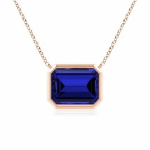 ANGARA Lab-Grown Blue Sapphire Pendant Necklace in 14K Gold (9x7mm,2.45 Ct) - £871.39 GBP