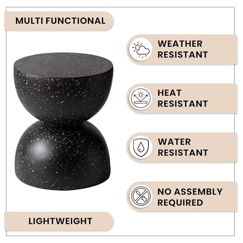 LeisureMod Minimalist Side Table Fiberstone Round Hourglass Accent End Table Sto Item image 11