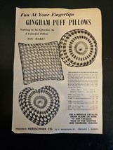 Mail Order Vtg 60s Frederick Herrschner Co Gingham Puff Pillows Instruct... - $24.74